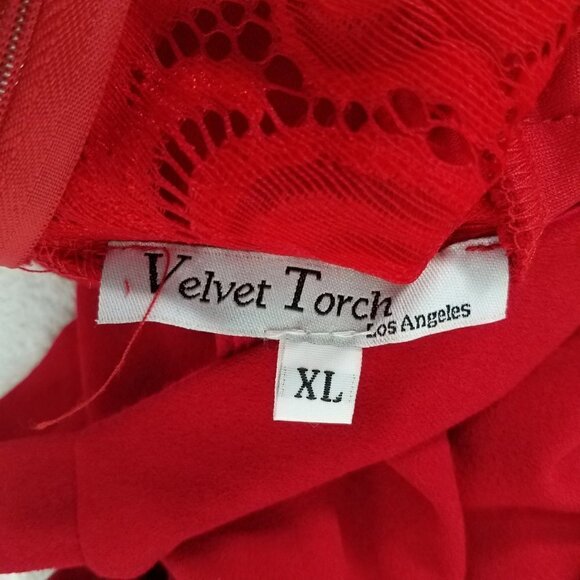 NEW Velvet Torch Size XL Lace trim Sleeveless Mini Dress in Red NEW w flaw - Picture 6 of 12